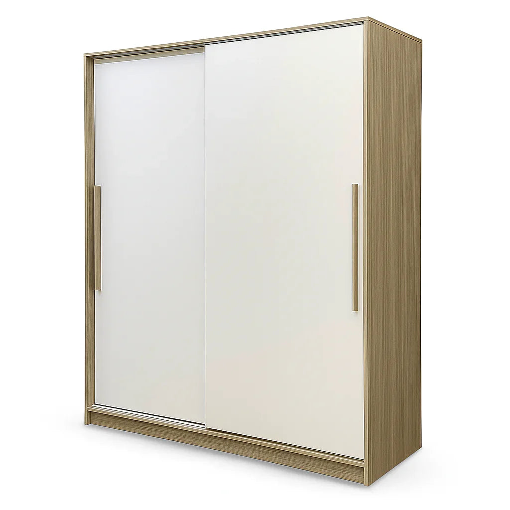 Wardrobe - MDF Wood - White & Beige - 160x60x200 cm - Cataloug