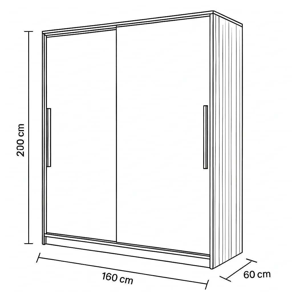 Wardrobe - MDF Wood - White & Beige - 160x60x200 cm - Cataloug