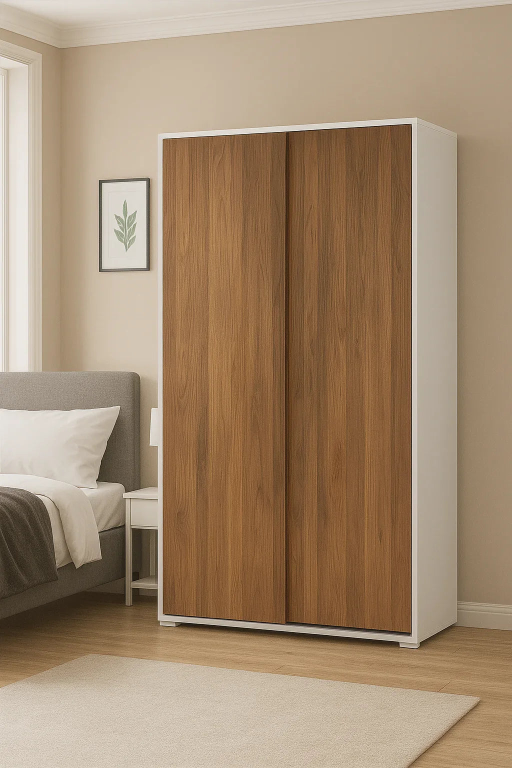 Wardrobe - MDF - Brown & White - 80x40x180 - Cataloug