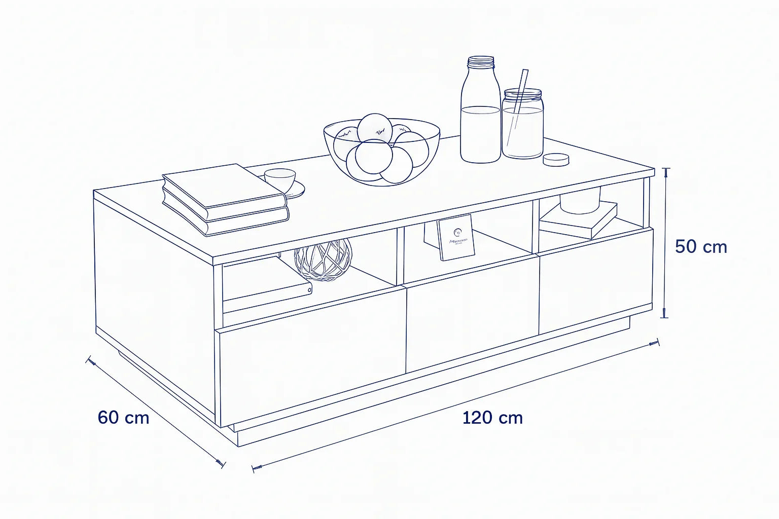 Coffee Table - MDF - Multi Color - 120x60x50 - Cataloug