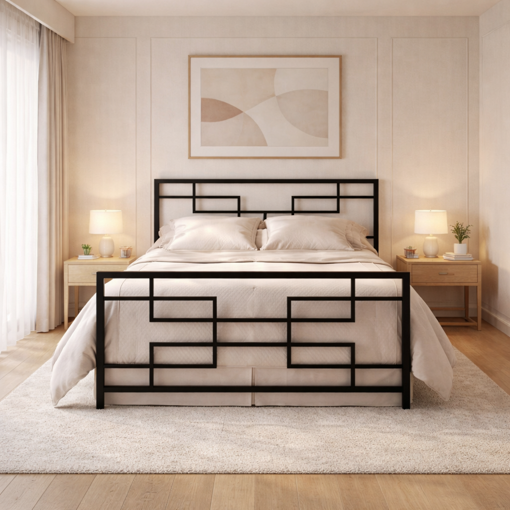 Bed - Steel - Black - 120x200x125 cm