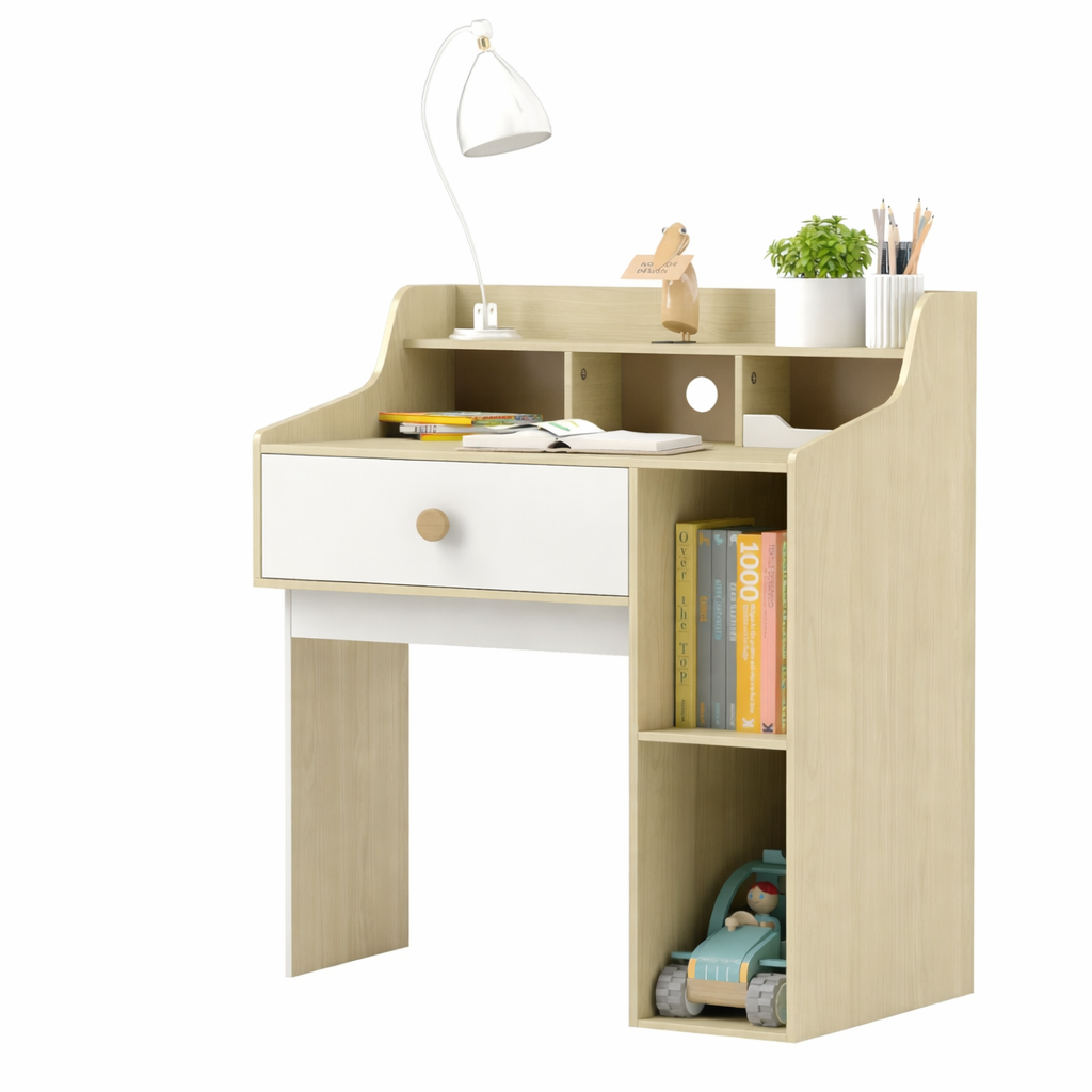 Kids Desk - MDF - White & Beige - 80x100 cm