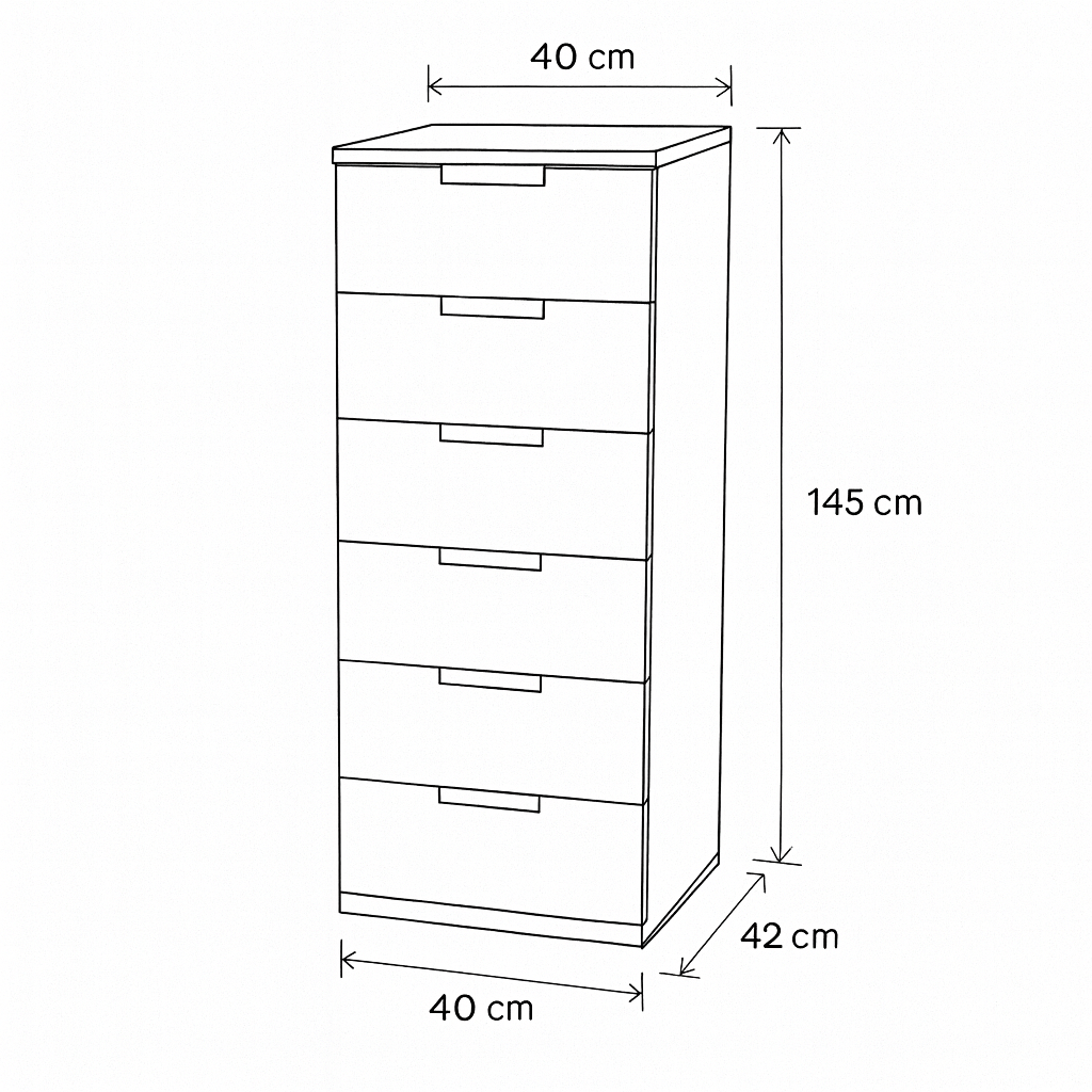 Drawer Unit - MDF Wood - White - 40x42x145 cm