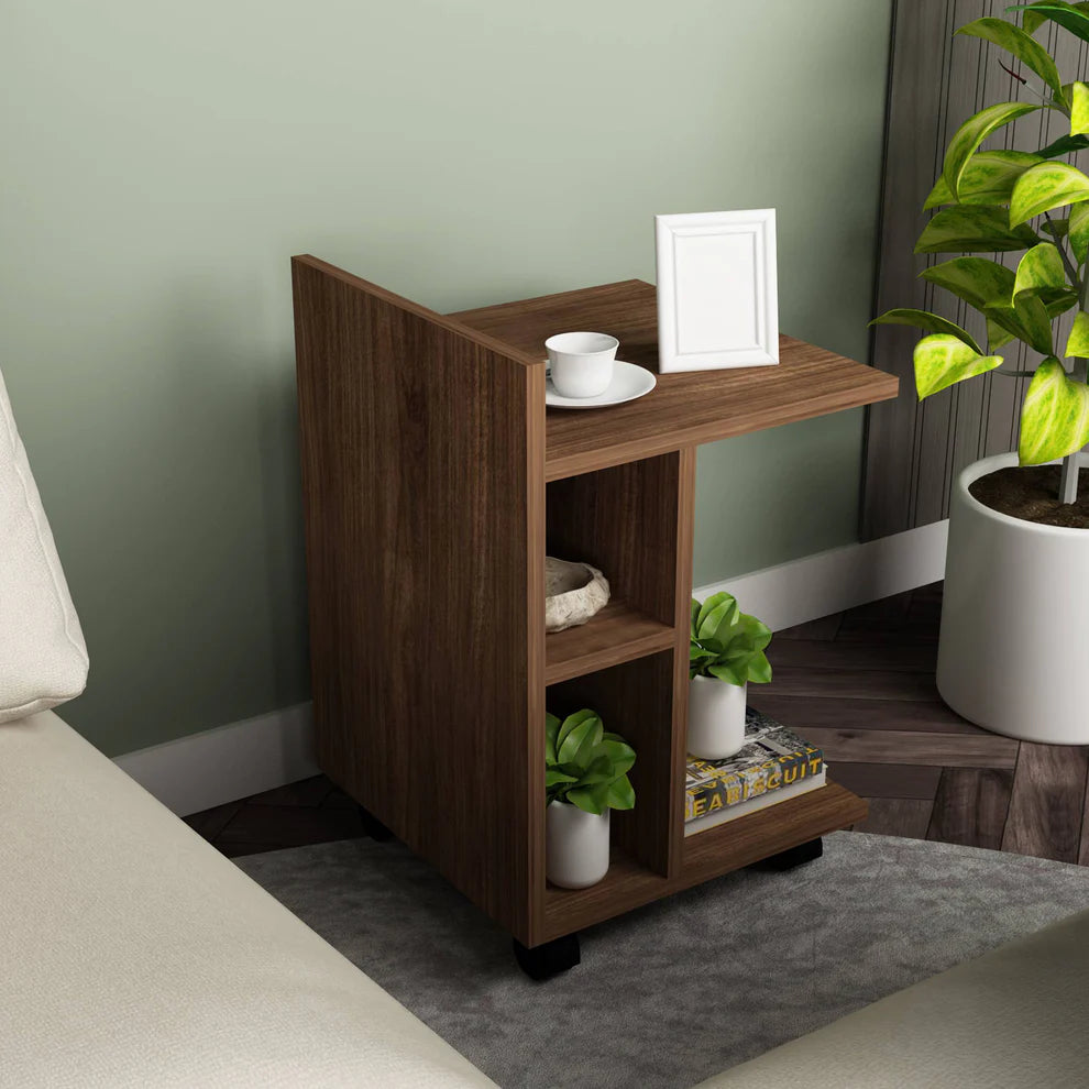 Side Table - MDF Wood - Brown - 40x40x62 cm