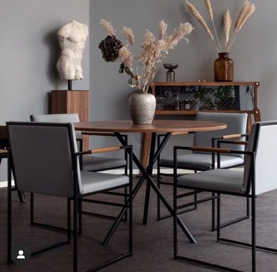 طاولة طعام - فولاذ - MDF - أسود - SM.DT.200.0008