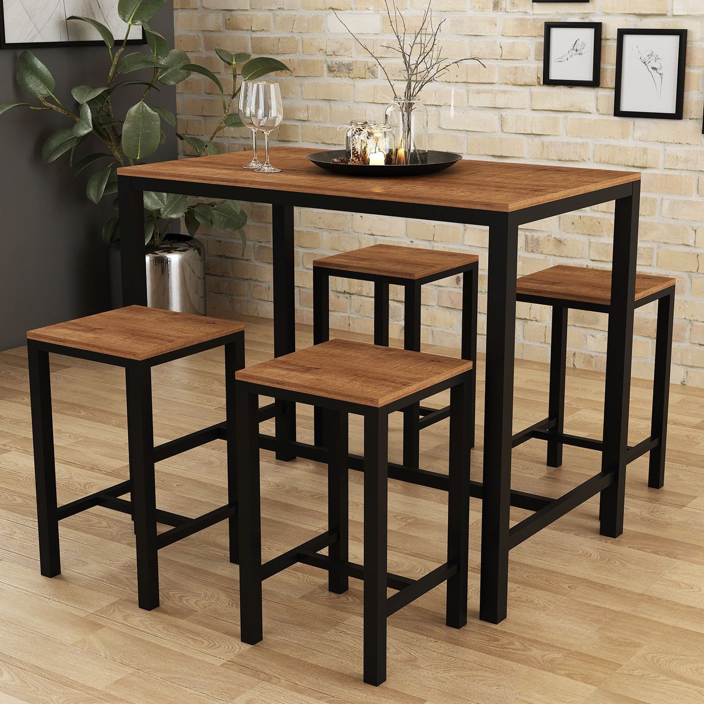 طاولة طعام - فولاذ - MDF - أسود - SM.DT.200.0009