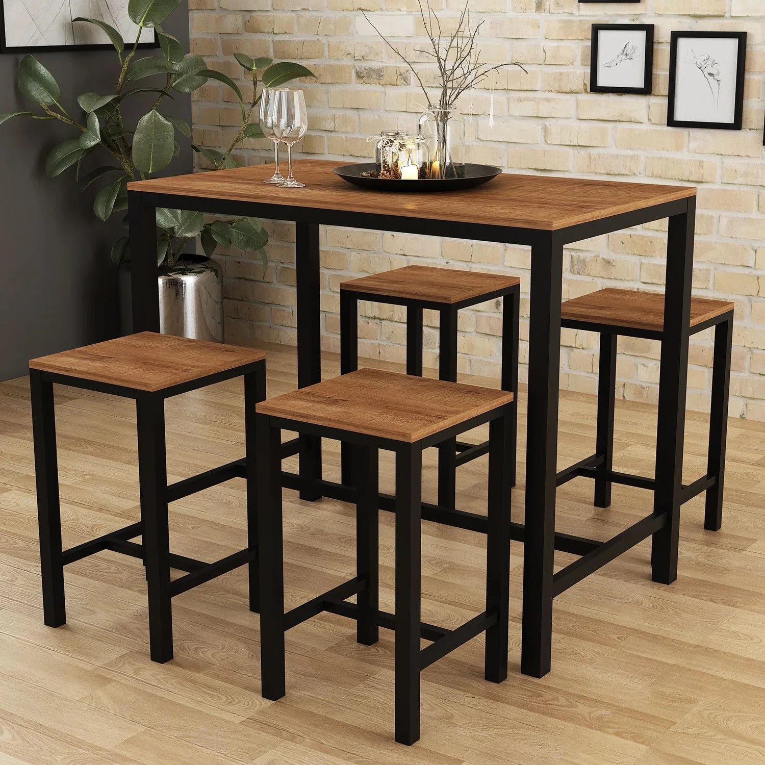 Dining Table - Steel - MDF - Black - 120x60x100 cm - Cataloug
