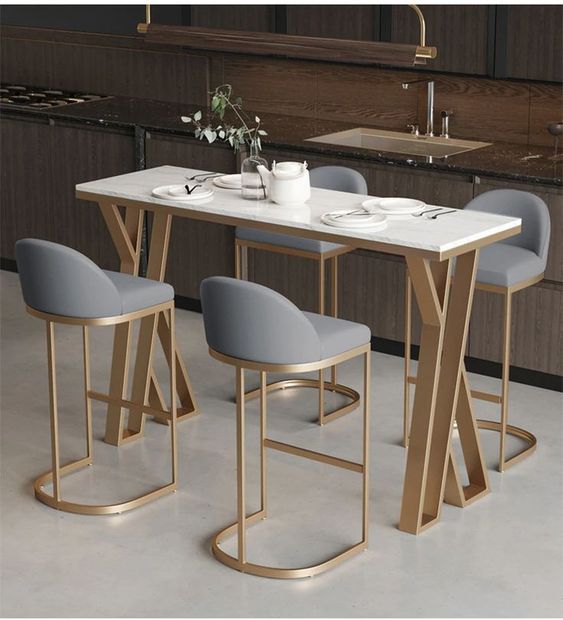 طاولة طعام - فولاذ - MDF - ذهبي - SM.DT.200.0013