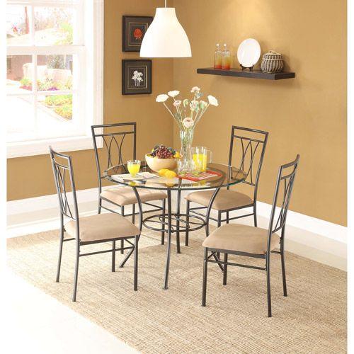 Dining Table - Steel - Glass - Brown - 120x120x80 cm - Cataloug
