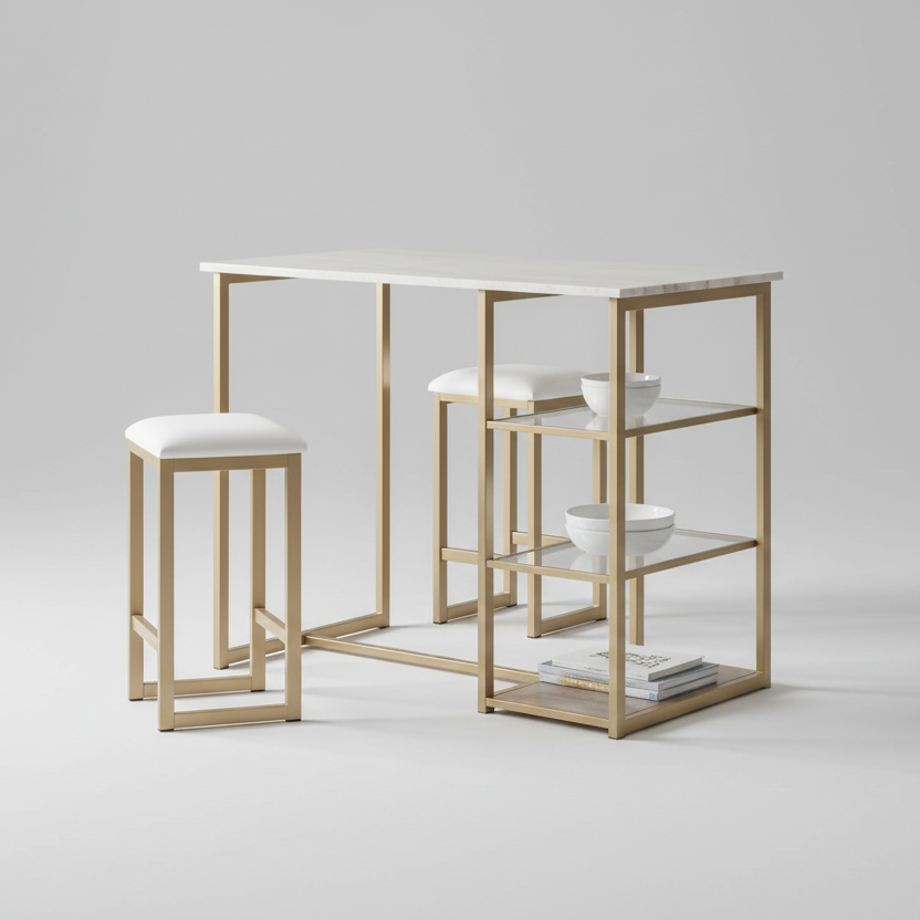 طاولة طعام - فولاذ - MDF - ذهبي - SM.DT.200.0031