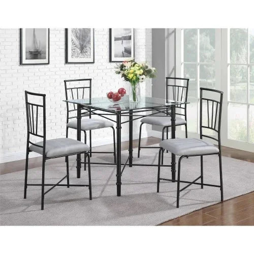 Dining Table - Steel - Glass - Black - 100x80x100 cm - Cataloug