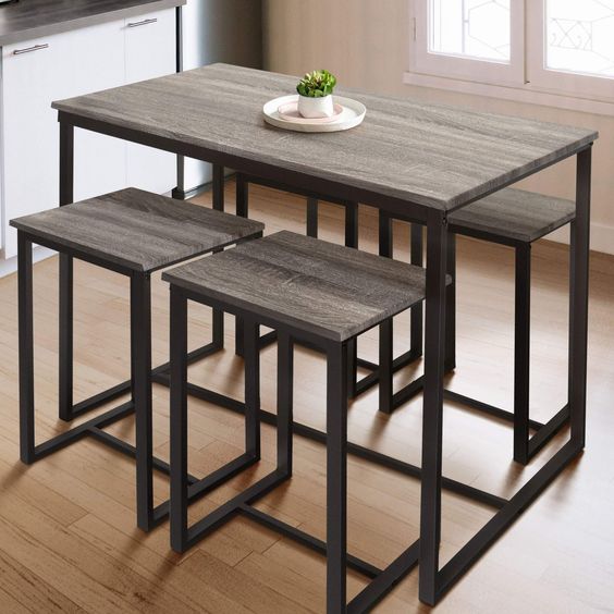 Dining Table Steel MDF Black