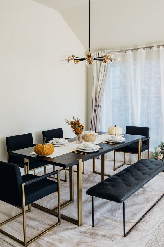 Dining Table Steel MDF Gold