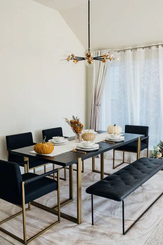 Dining Table - Steel - MDF - Gold - 160x80x80 cm - Cataloug