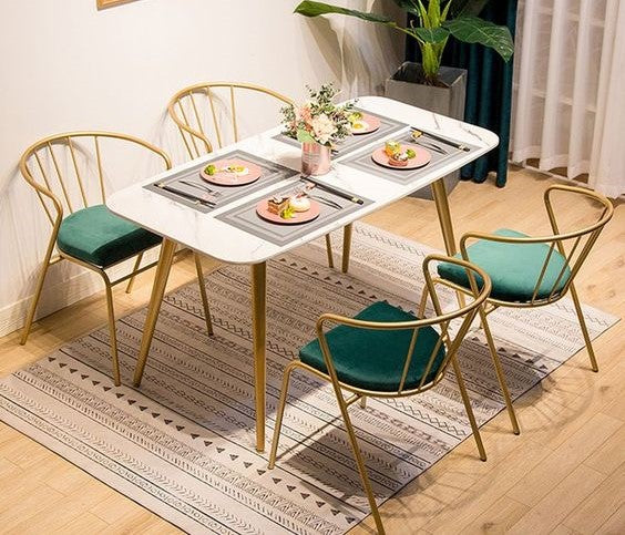 Dining Table Steel MDF Gold