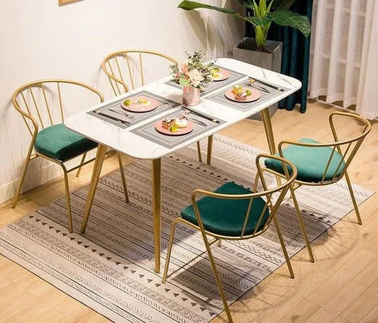Dining Table - Steel - MDF - Gold - 120x80x70 cm - Cataloug