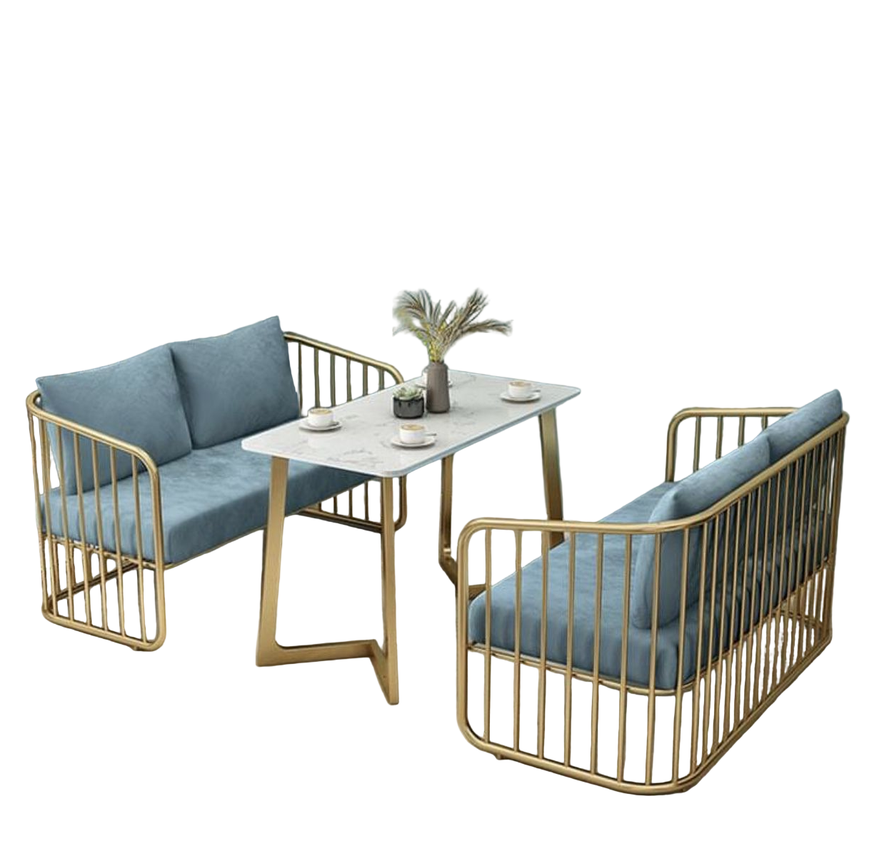 Dining Table Steel MDF Gold