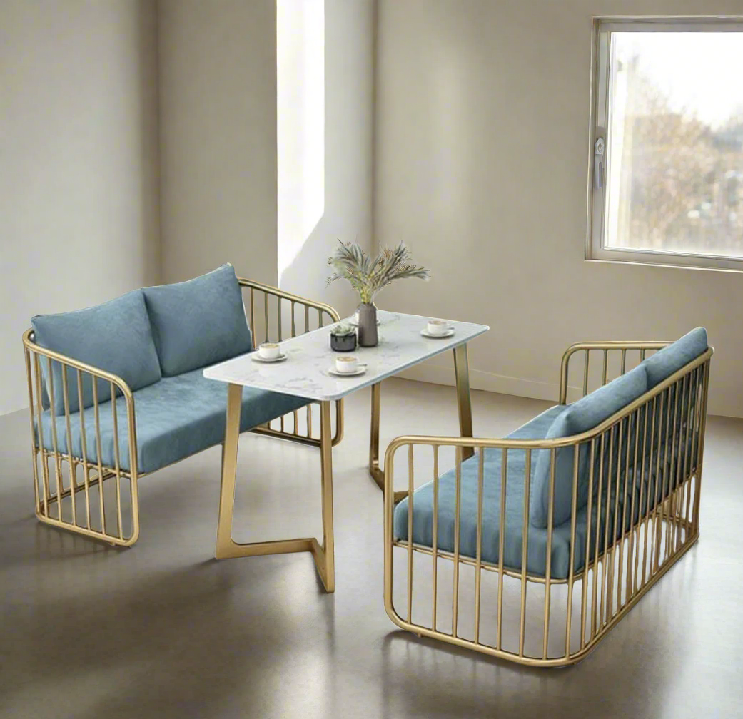 Dining Table Steel MDF Gold