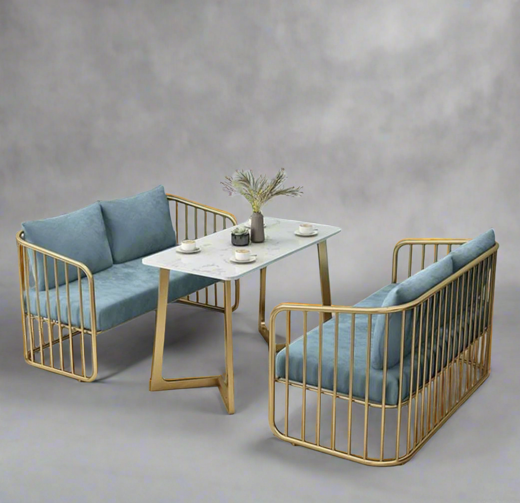 Dining Table Steel MDF Gold