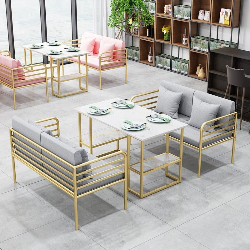 Dining Table Steel MDF Gold