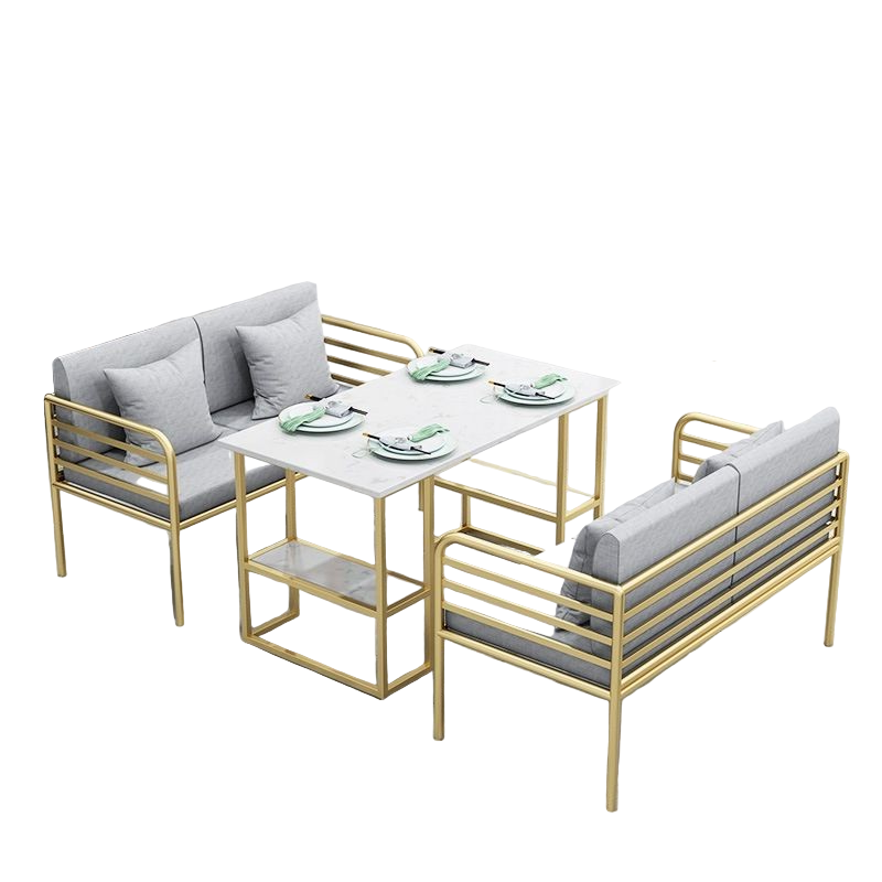 Dining Table Steel MDF Gold