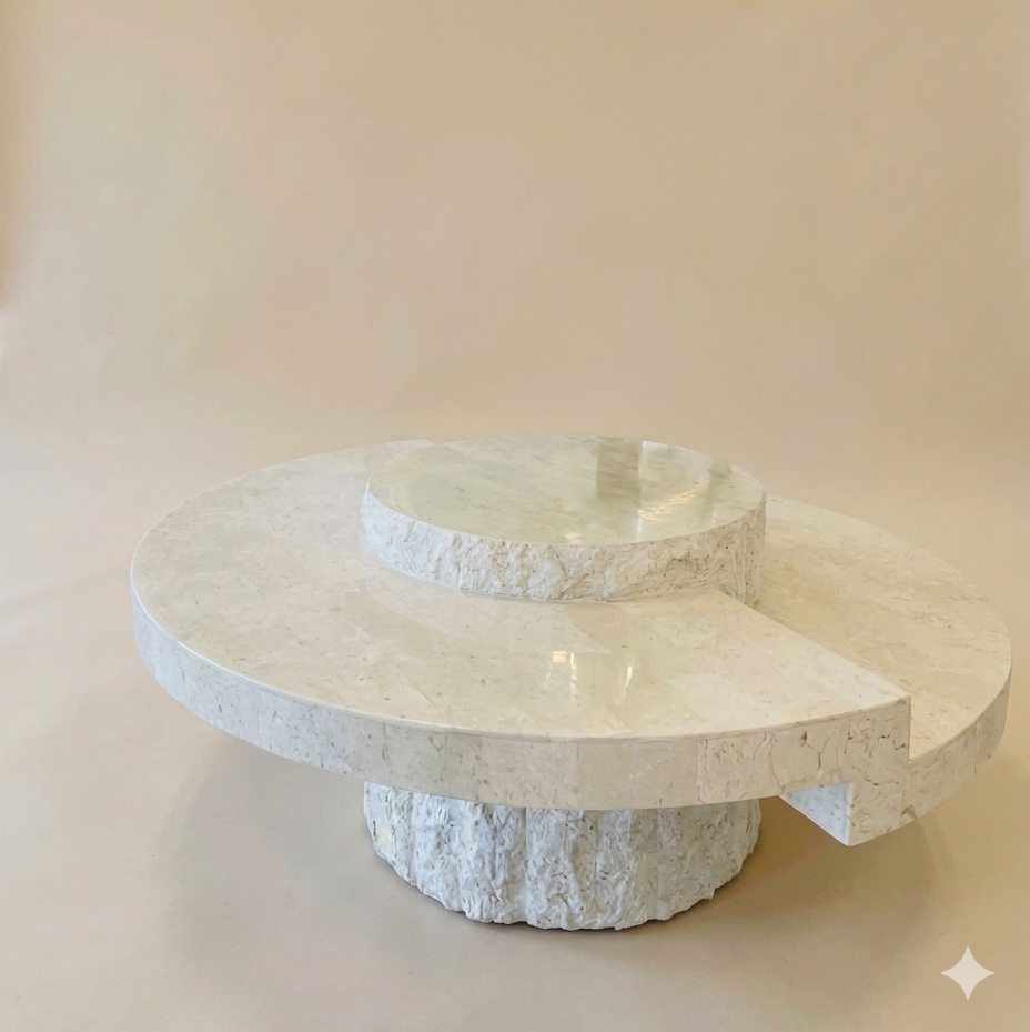 Coffe Table - Fiber Glass - Offwhite- 75x60 cm
