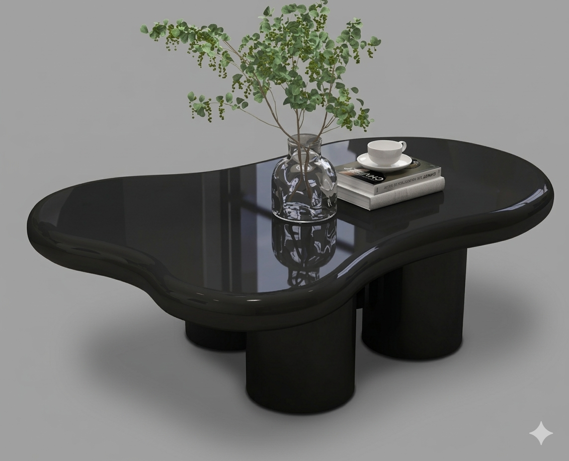Coffe Table - Fiber Glass - Black - 120x78x45 cm