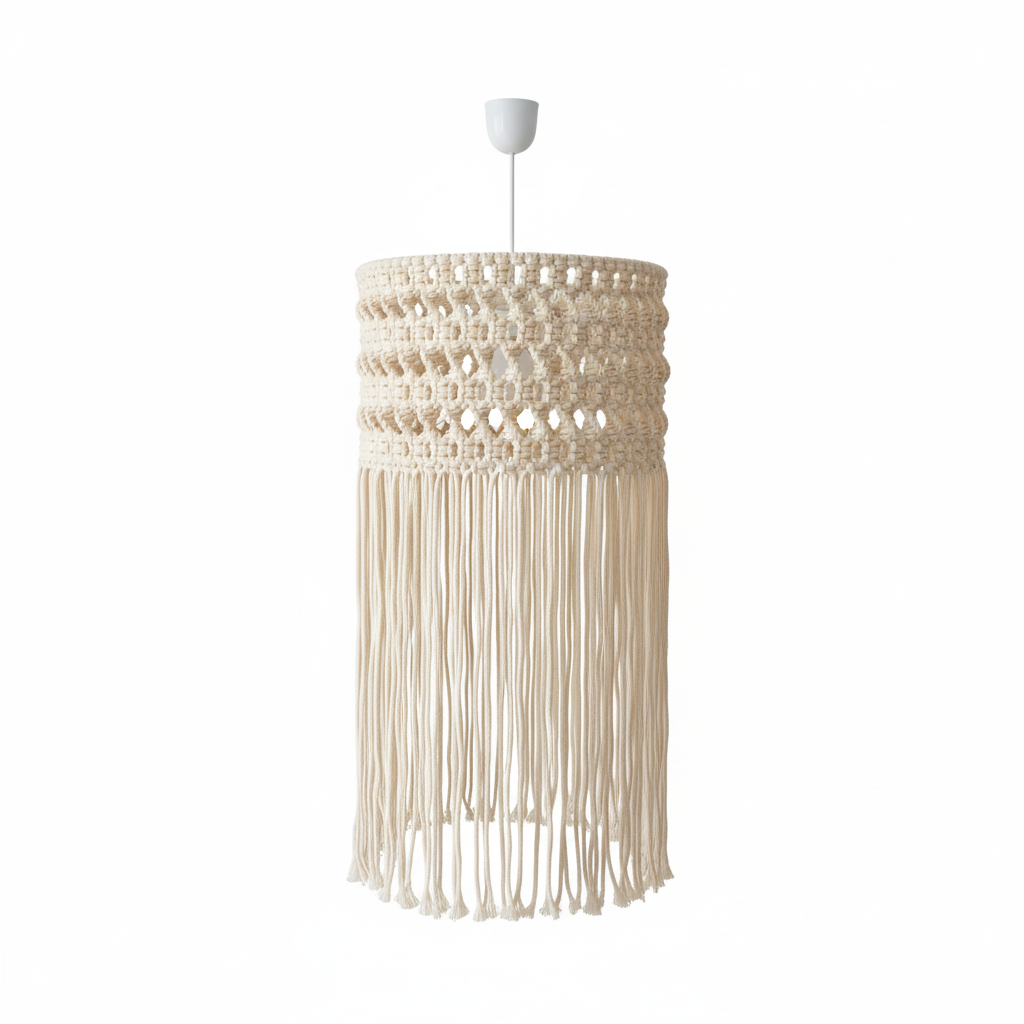 Macrame Chandelier - Steel & Cotto Yarn- Off White- 60x40 cm