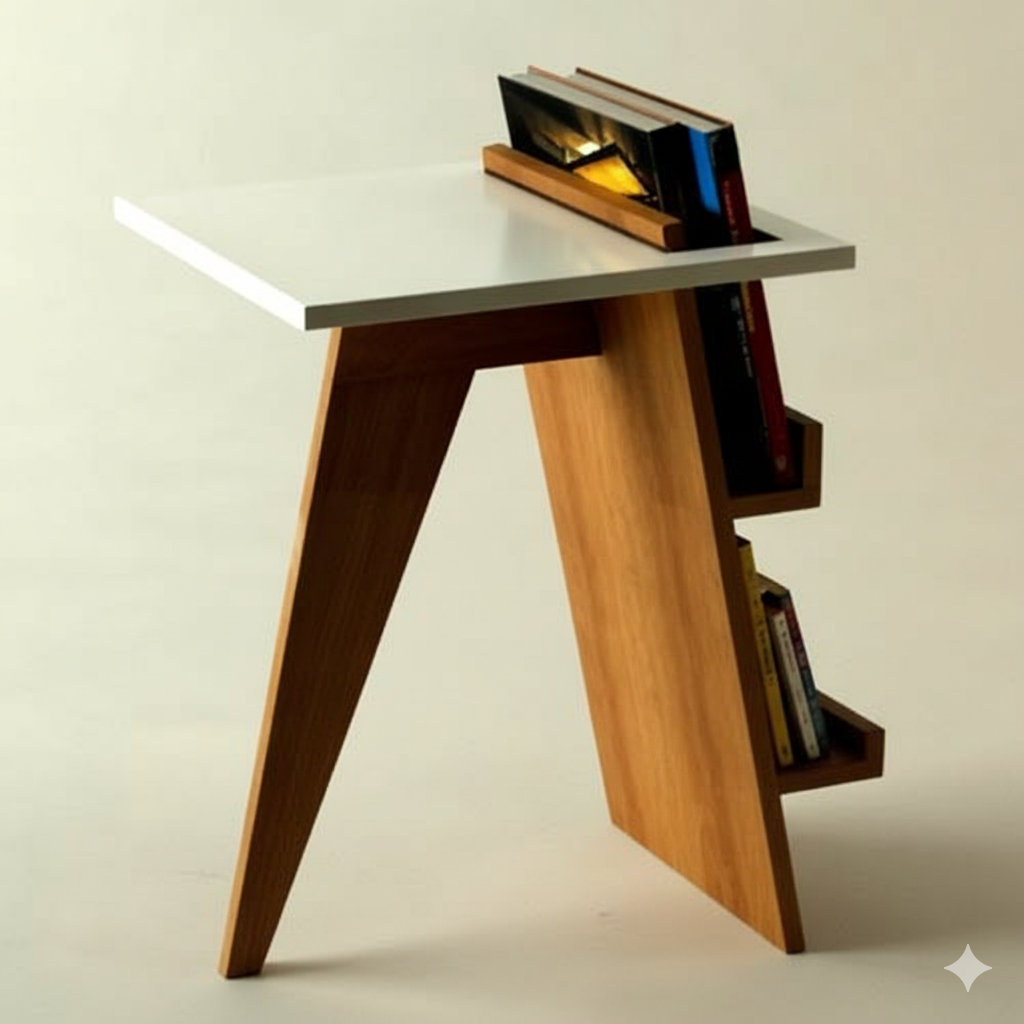 Side Table - MDF Wood - Multi Color - 40x30x58 cm