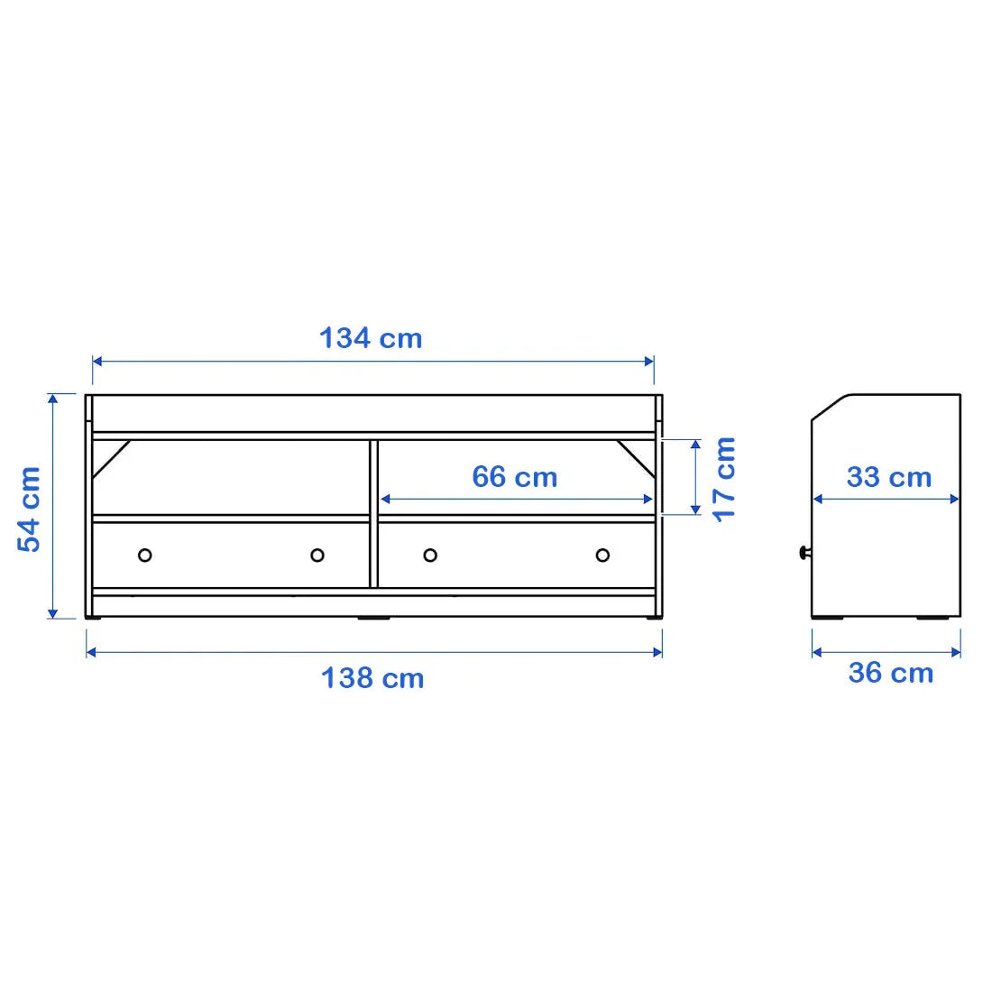 TV Unit - MDF Wood - White - 138x134x54 cm - Cataloug