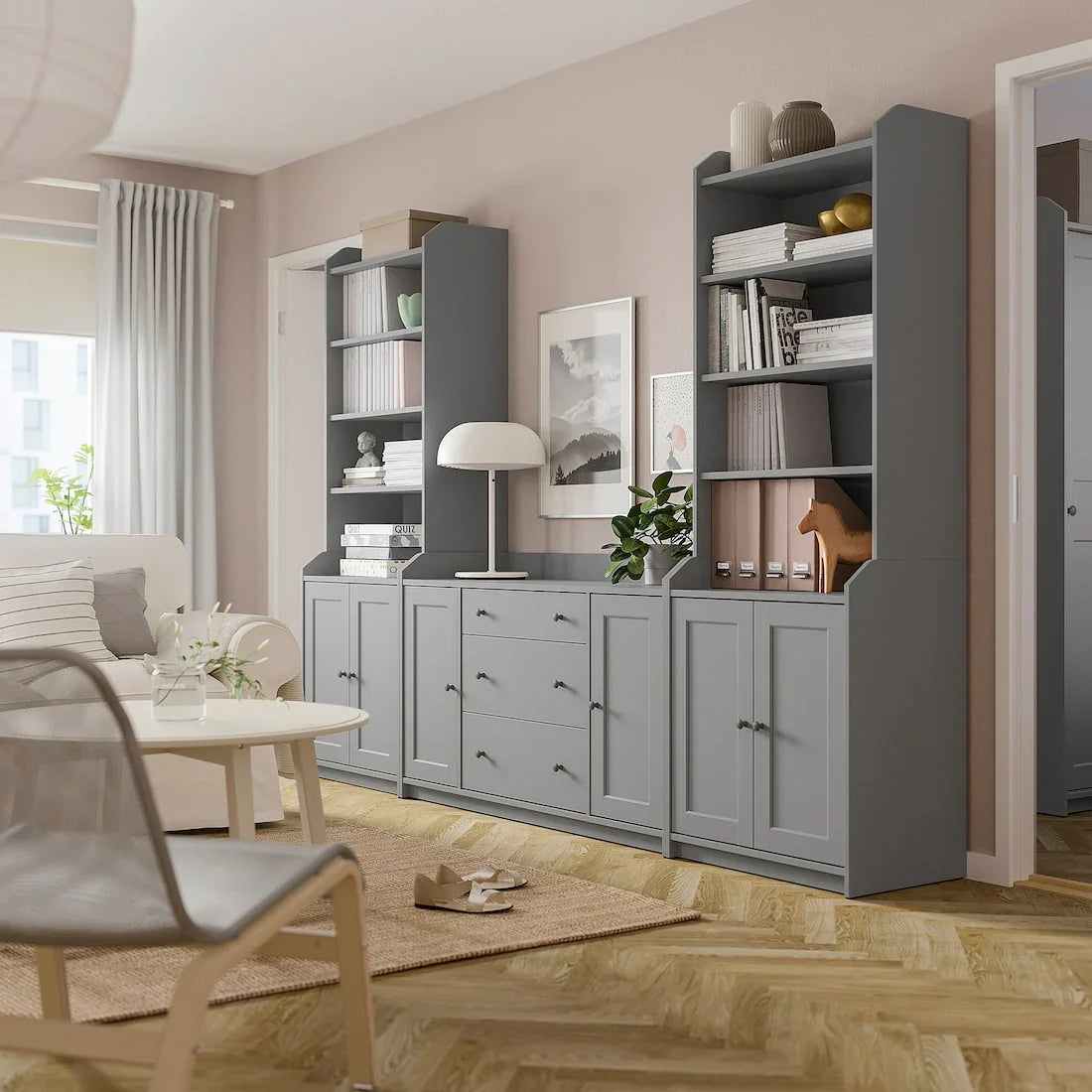 Bookcase - MDF Wood - Grey - 279x199x46 cm - Cataloug