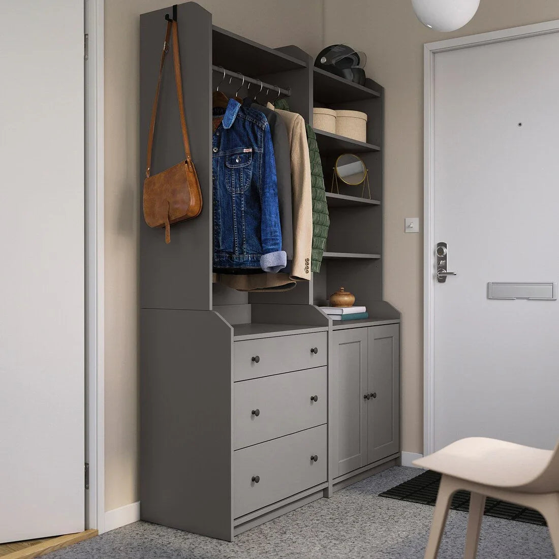 Bookcase - MDF Wood - Grey - 199x139x46 cm - Cataloug