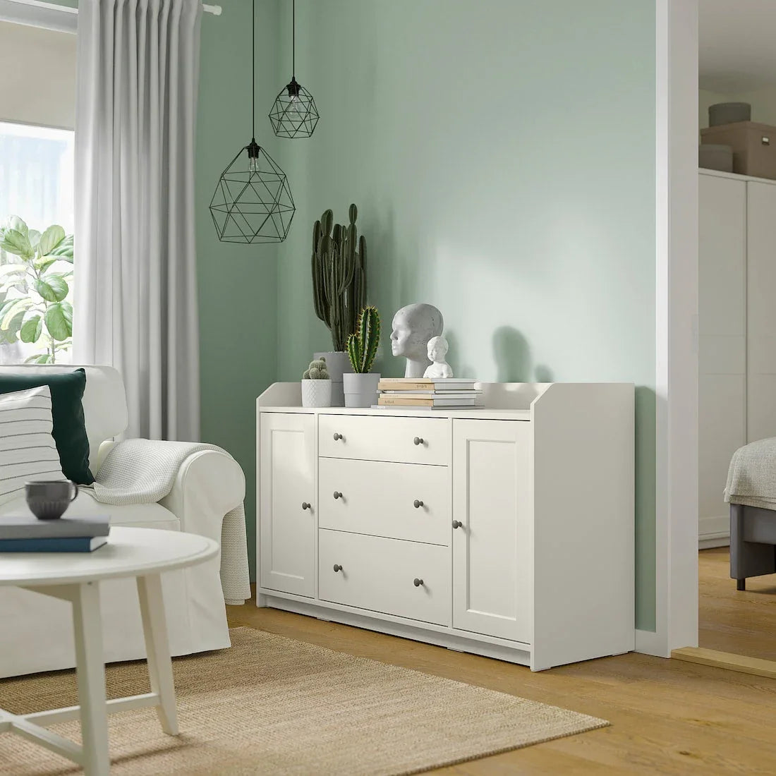 Storage Unit - MDF Wood - White - 140x84x136 cm - Cataloug