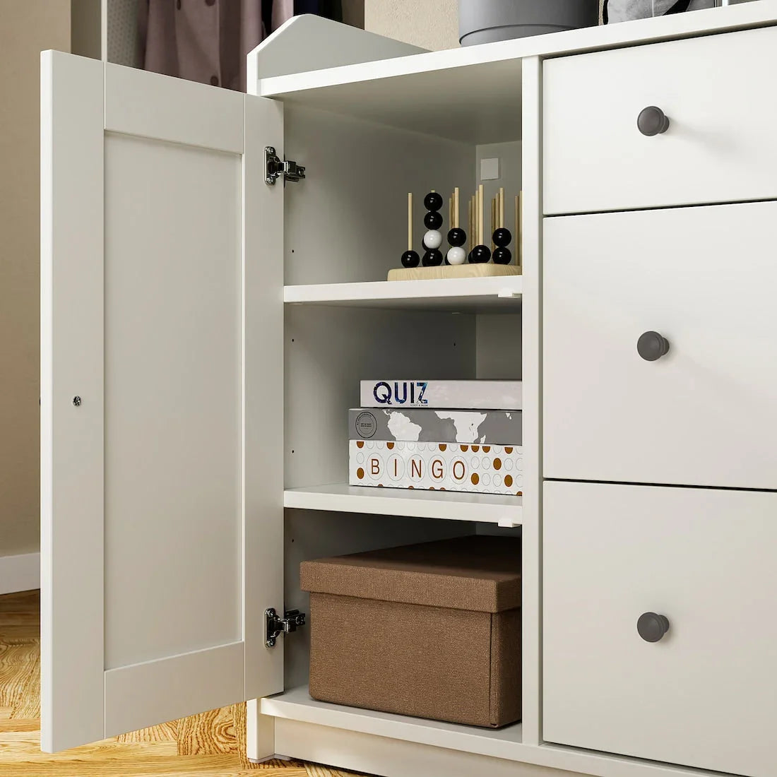 Storage Unit - MDF Wood - White - 140x84x136 cm - Cataloug