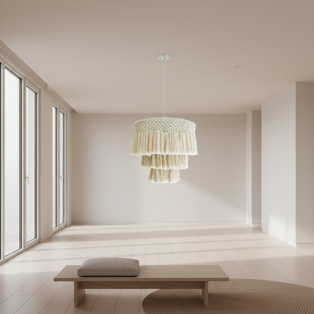 مصباح سقف - ستيل وقطن - ؤف وايت - 70×60