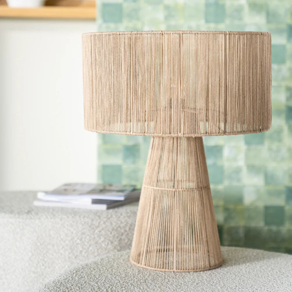 Table Lamp - Steel & Jute Ropes. - Beige - 65x30 cm