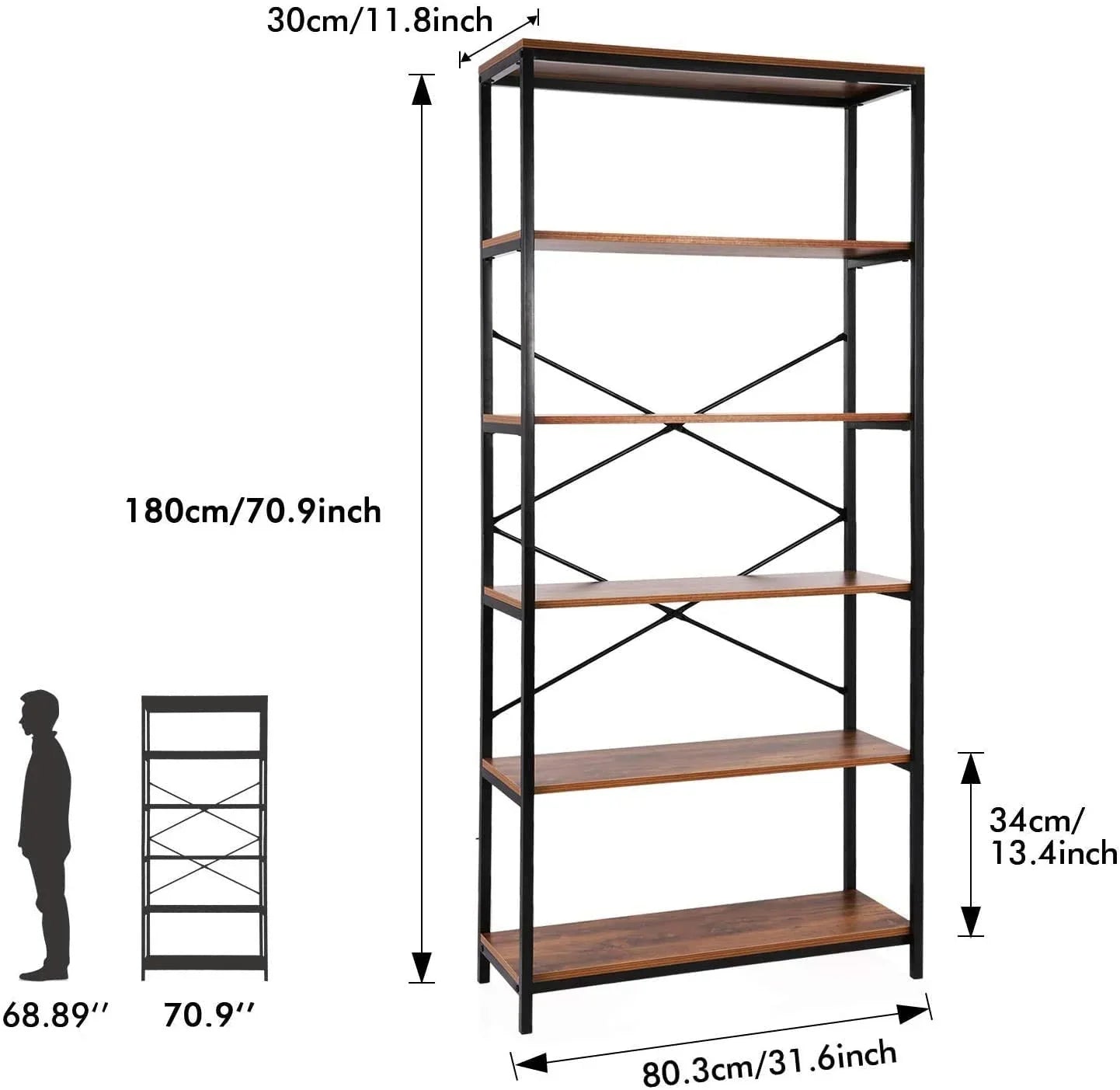 Steel - Storage - black & Brown - 180x80x30 CM - Cataloug