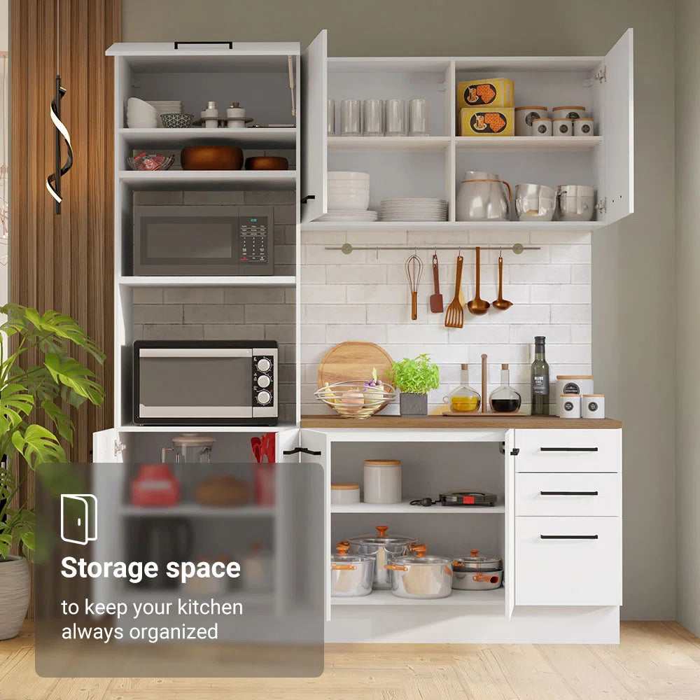 Kitchen - MDF - White - 3 piece - 190x120x60 cm