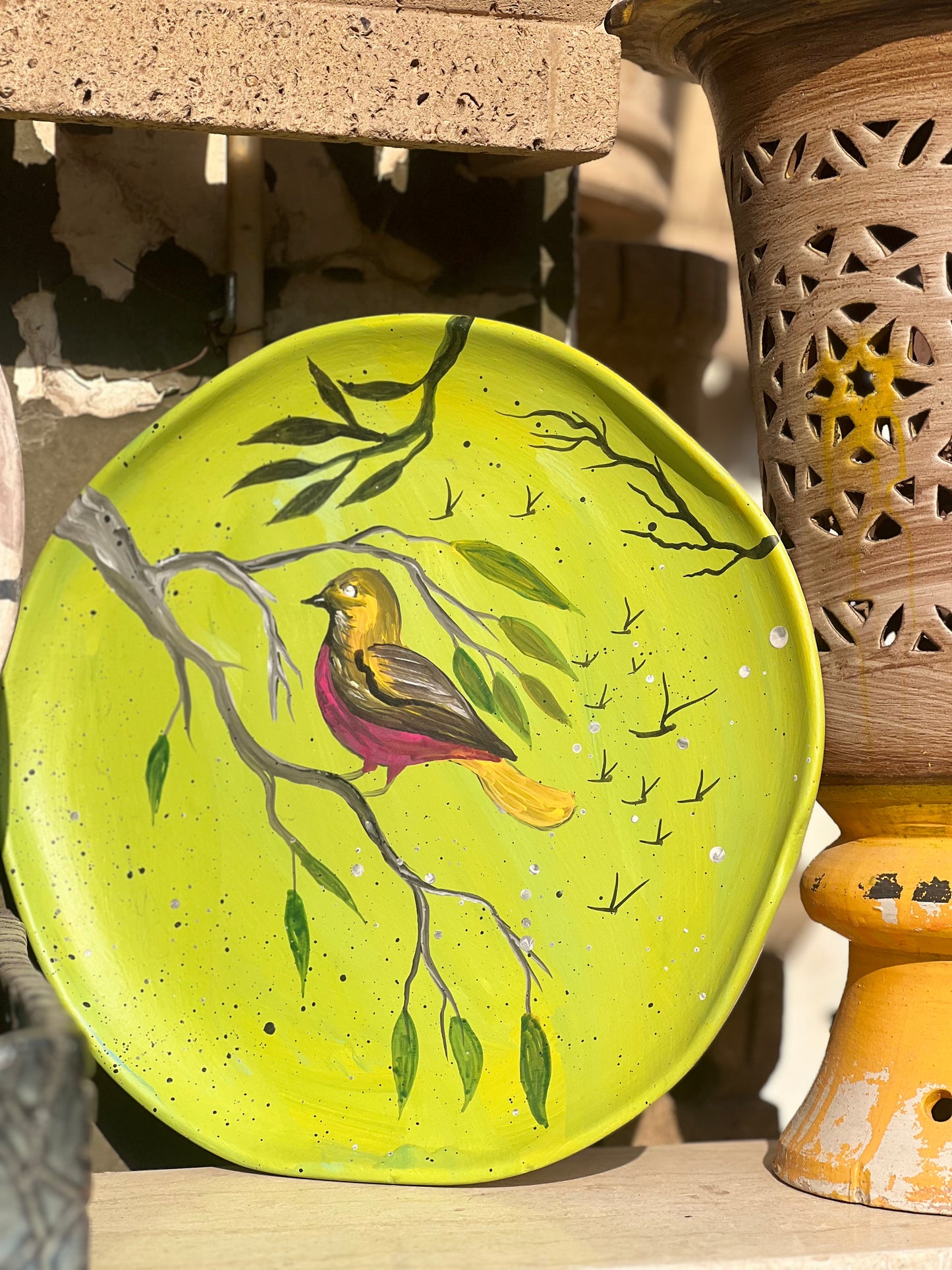Large Round Plate - Pottery - Multi Color - 30 cm
