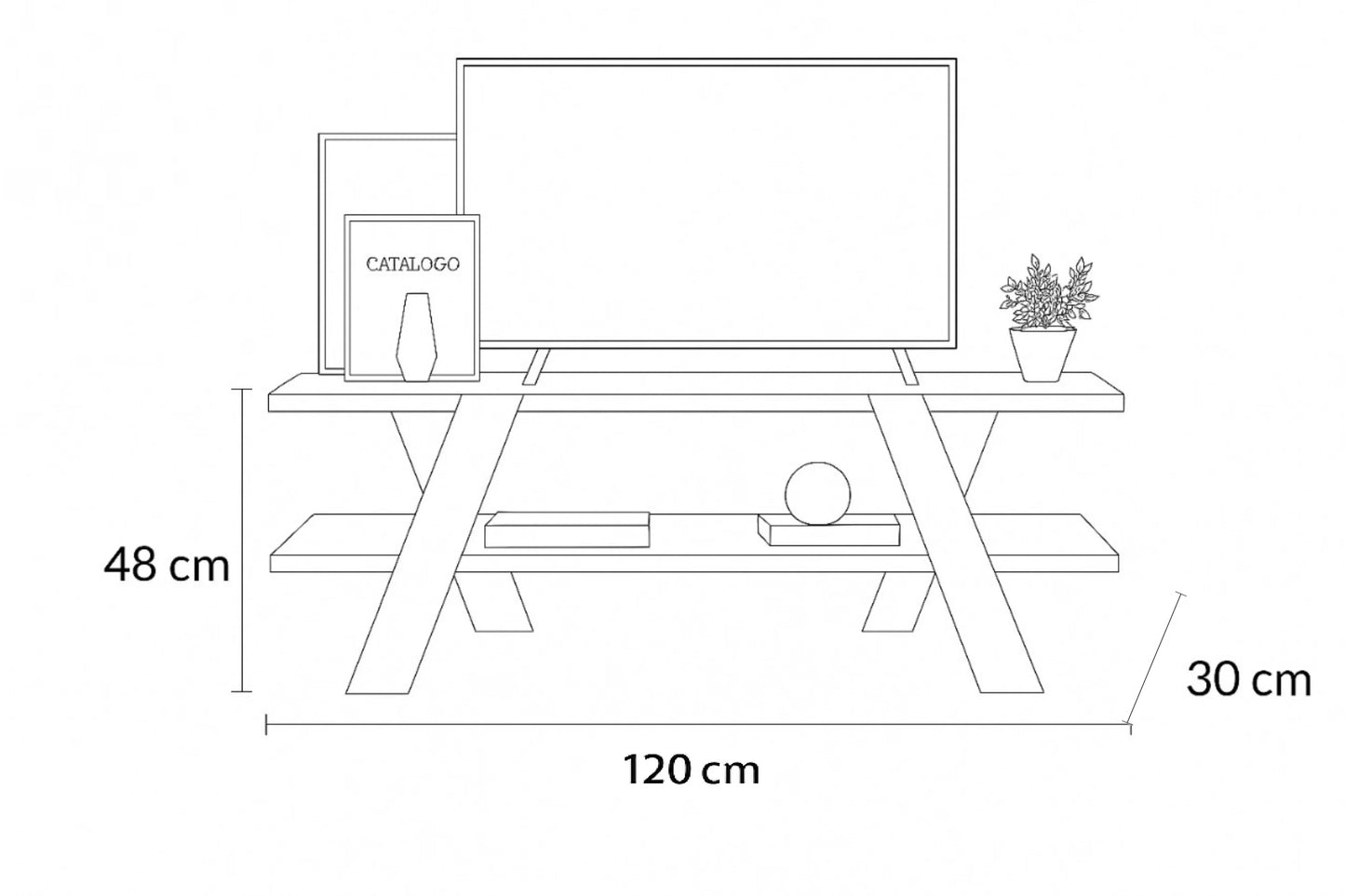 TV Unit - MDF Wood - Multi Color - 120x30x48 cm - Cataloug