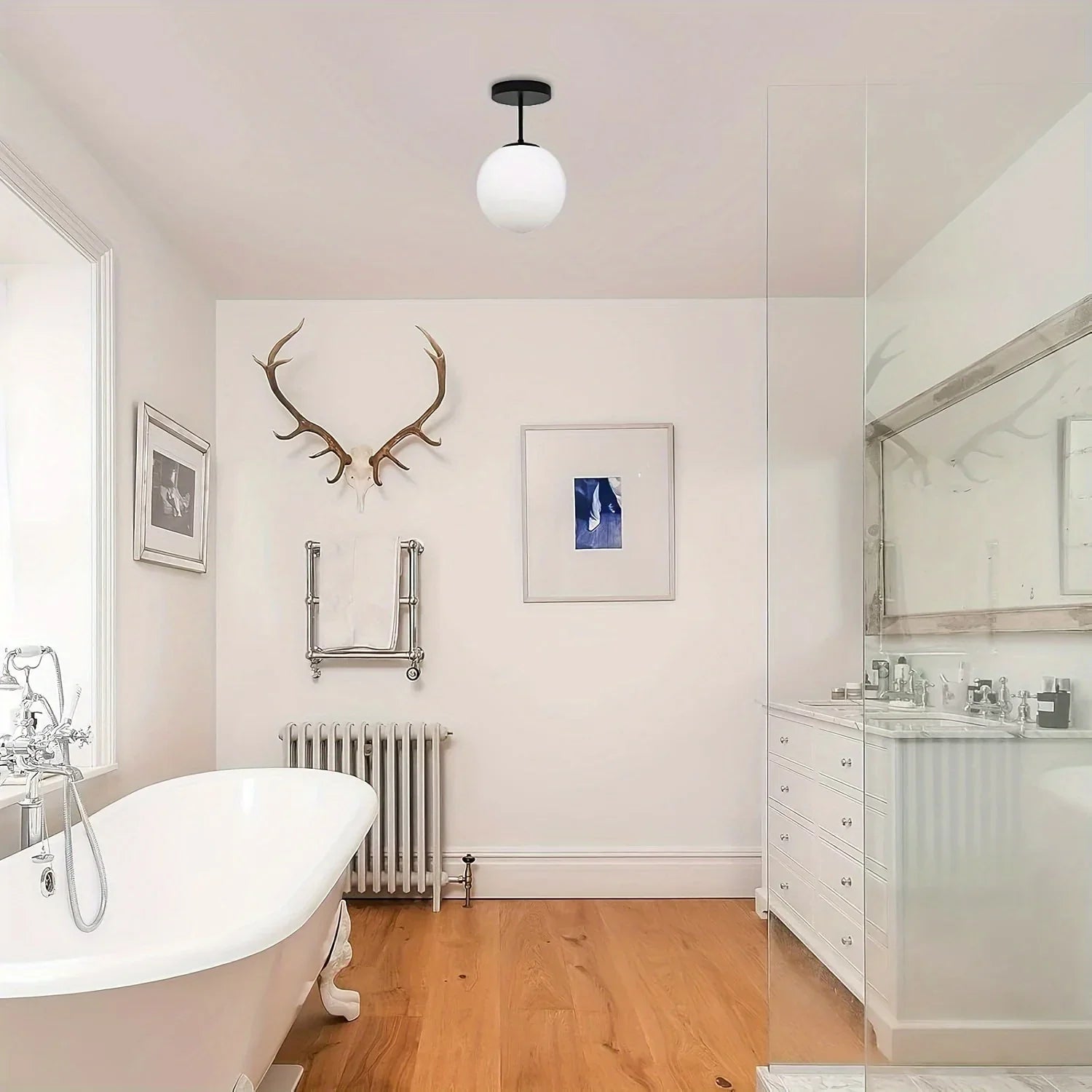 Ceiling Lamp - Metal & Glass - Black - 25×20×25 cm