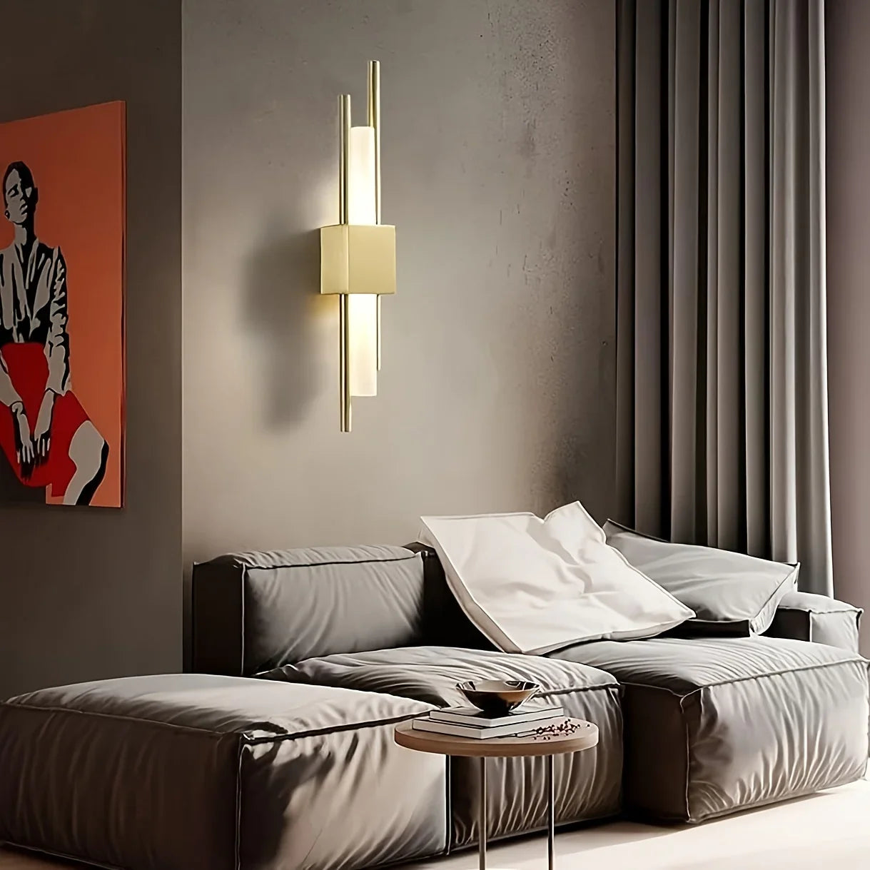 ابليك حائط - معدن - أكريليك - دهبي - 50×10×50 سم