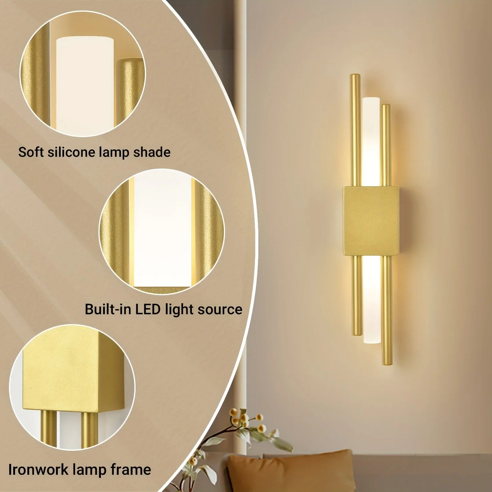 ابليك حائط - معدن - أكريليك - دهبي - 50×10×50 سم