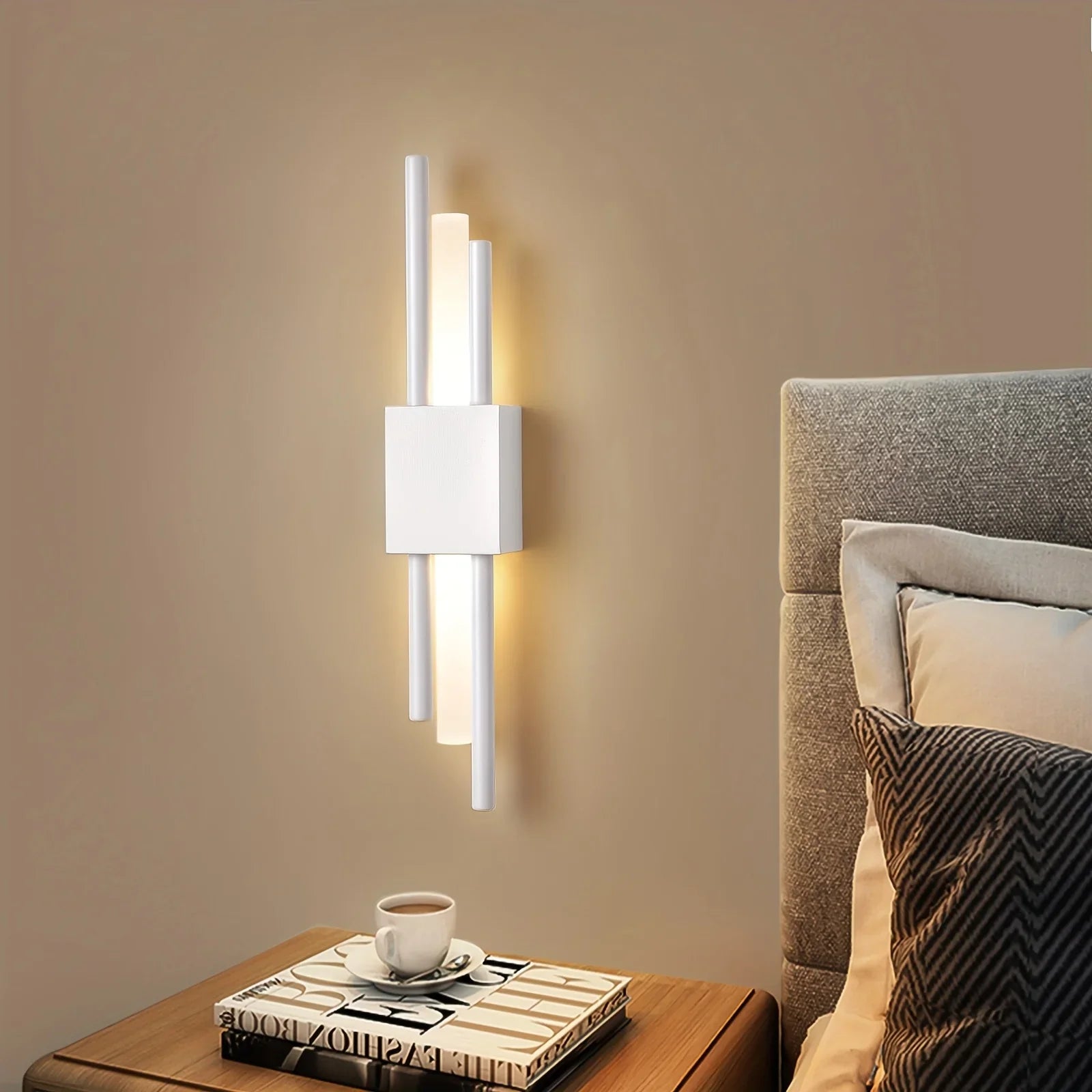 ابليك حائط - معدن - أكريليك - أبيض - 50×10×50 سم