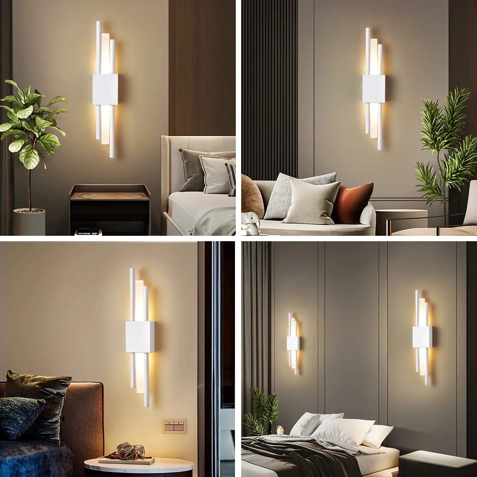 ابليك حائط - معدن - أكريليك - أبيض - 50×10×50 سم