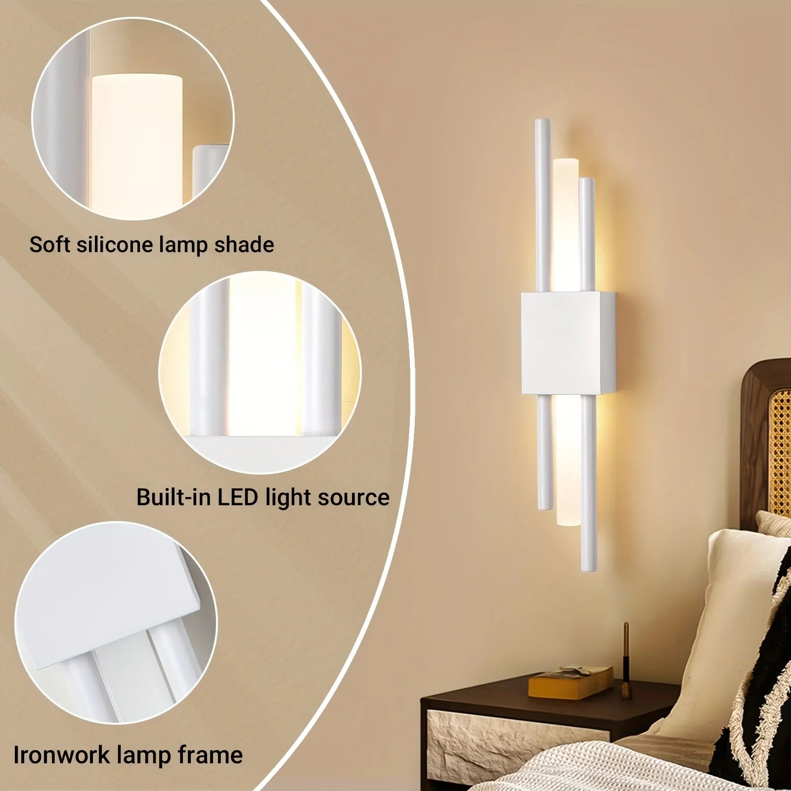 ابليك حائط - معدن - أكريليك - أبيض - 50×10×50 سم