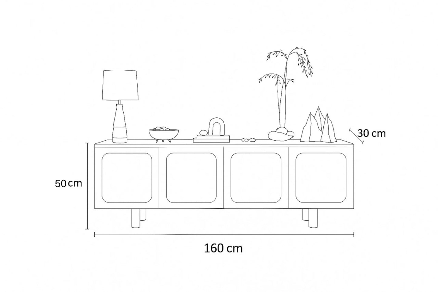 Buffet - MDF Wood - Grey - 160x30x50 cm - Cataloug