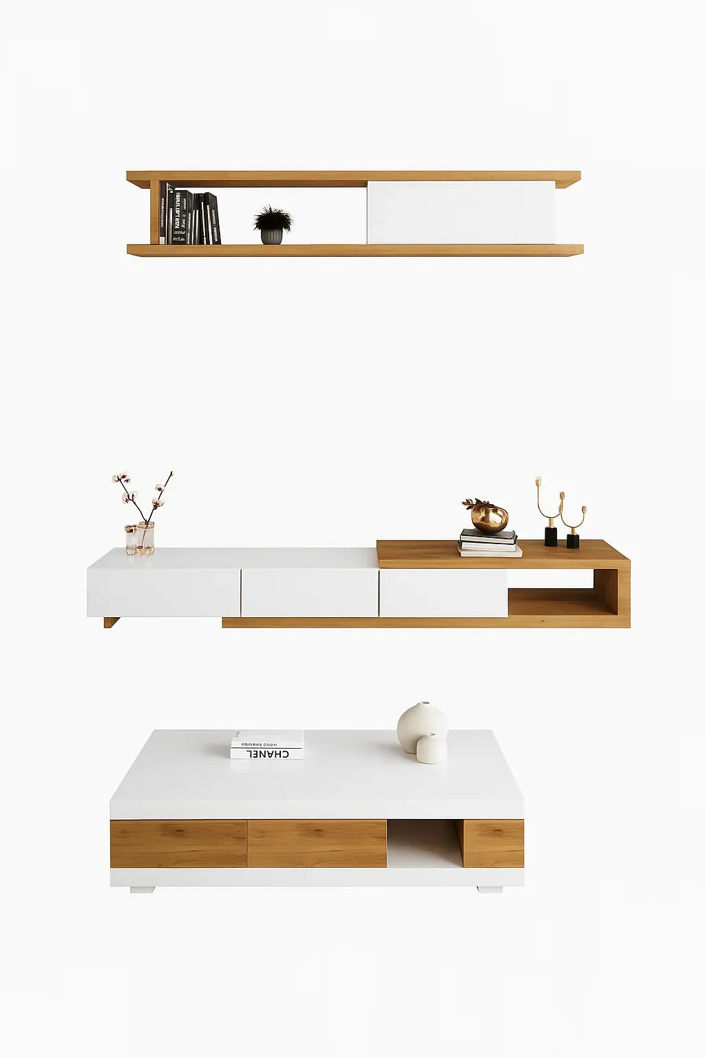 Bundle (TV Unit & Coffee Table) - MDF Wood - Multi Color - Cataloug