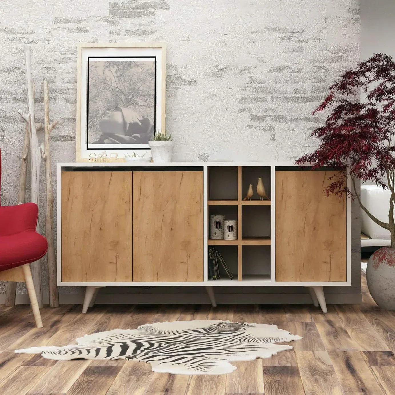 بوفيه - خشب MDF - متعدد الألوان - 150x40x80 سم
