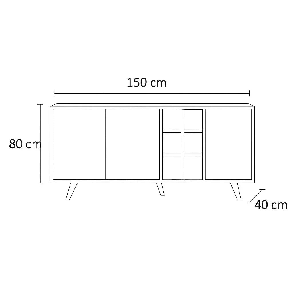 Buffet - MDF Wood - White & Beige - 150x40x80 cm - Cataloug
